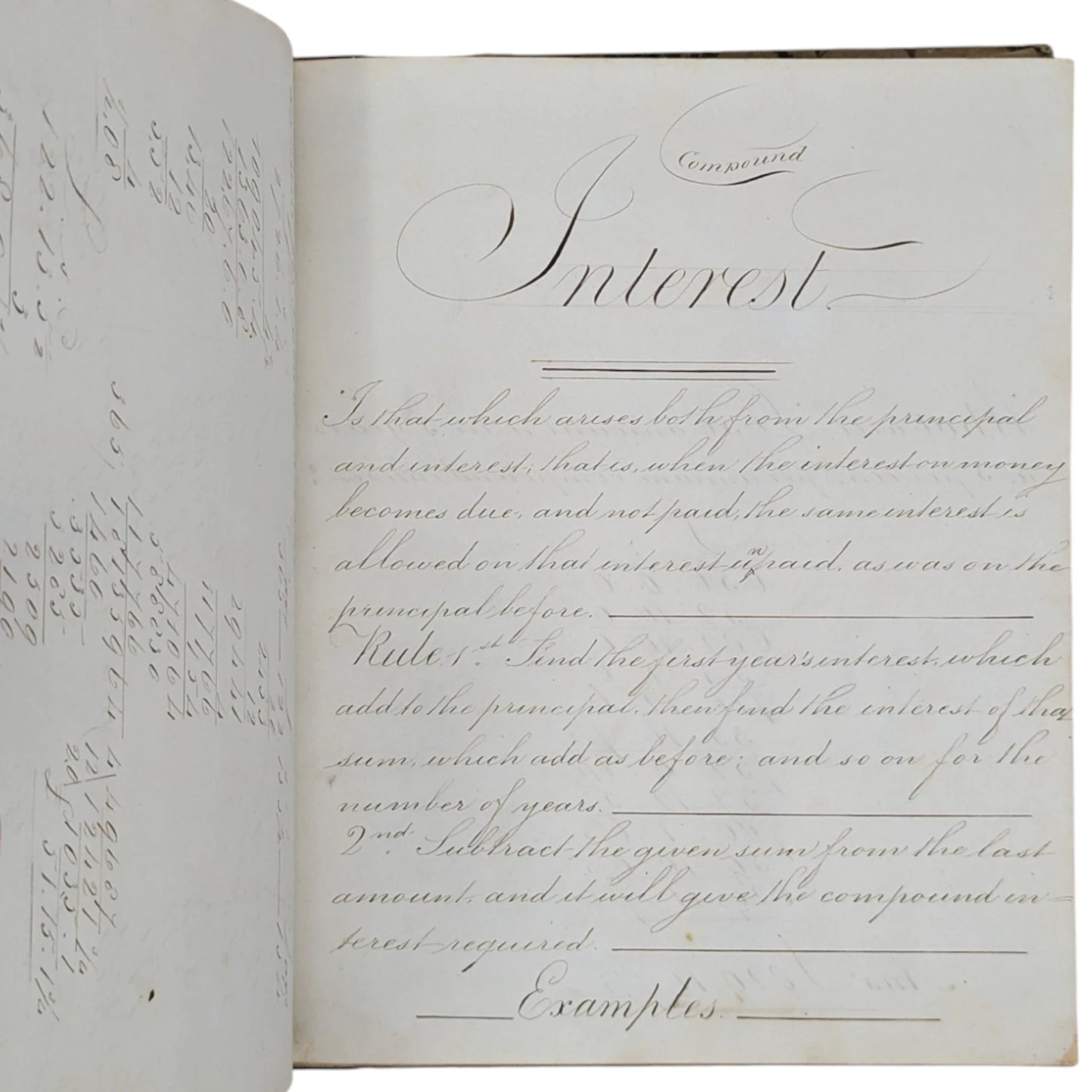 1842 Antique Early Victorian Student Notebook / Ledger for Accountancy & Finance