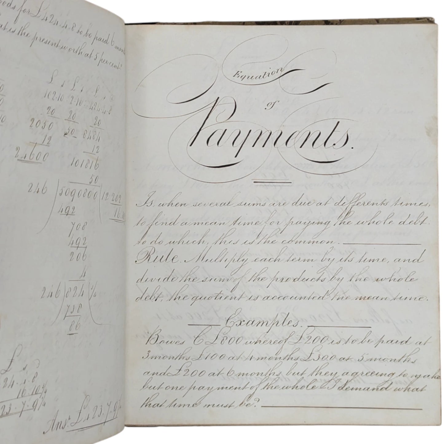 1842 Antique Early Victorian Student Notebook / Ledger for Accountancy & Finance
