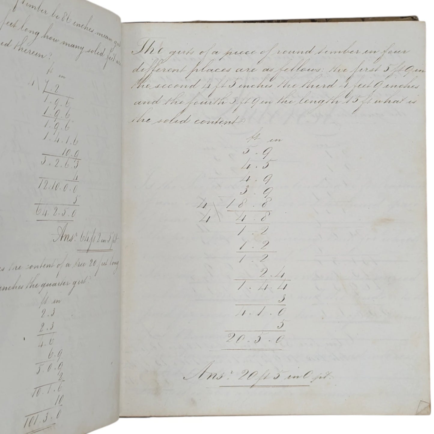 1842 Antique Early Victorian Student Notebook / Ledger for Accountancy & Finance