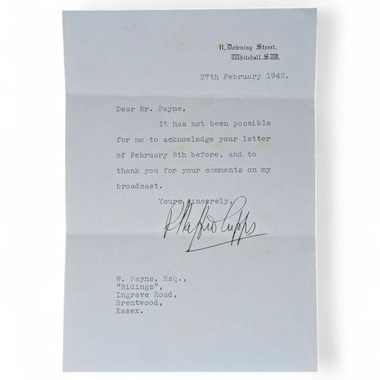 1942 Typed Letter Signed by Sir Stafford Cripps