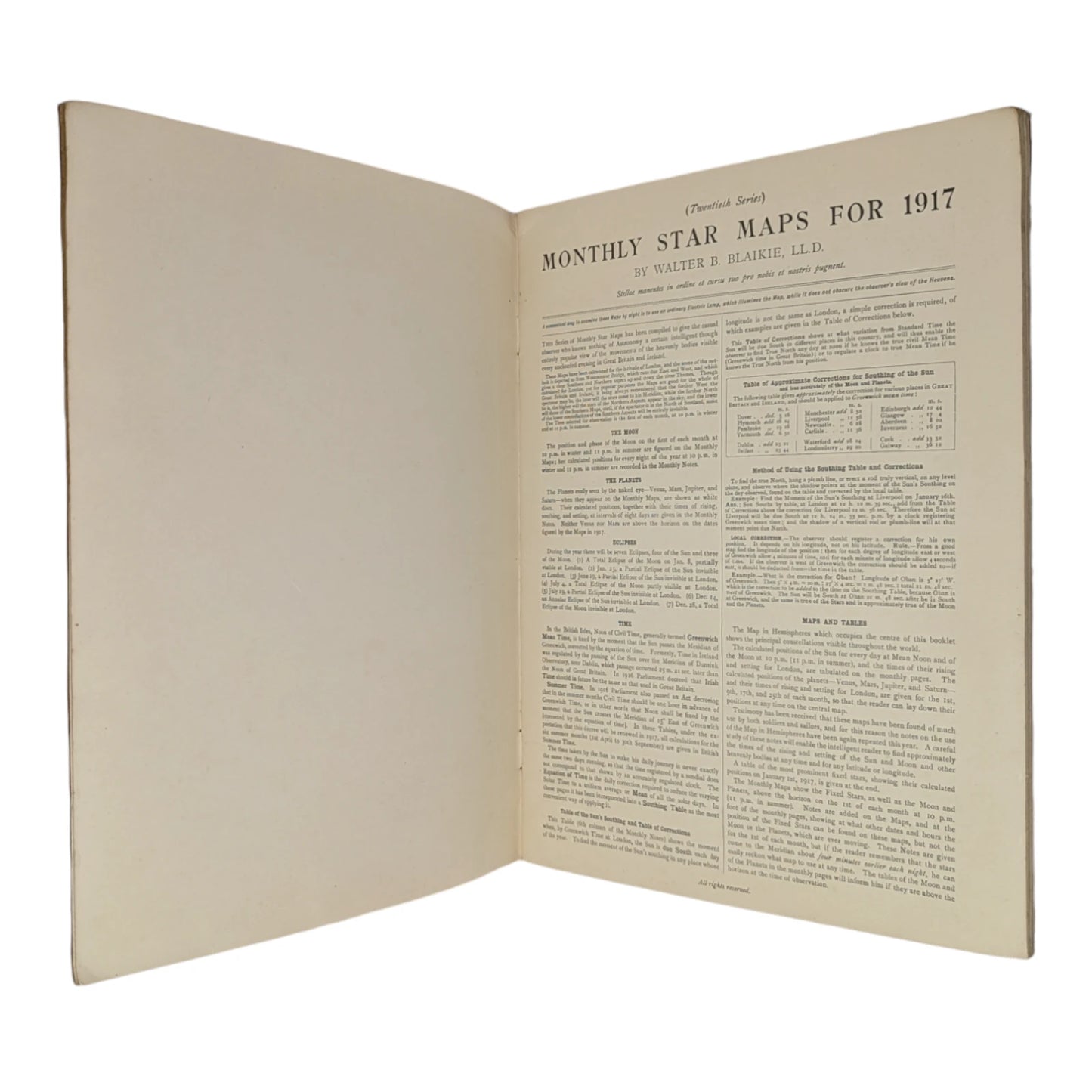 Monthly Star Maps for 1916 & 1917