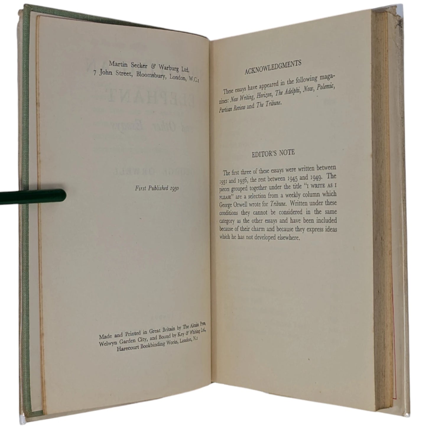 Shooting an Elephant and Other Essays
