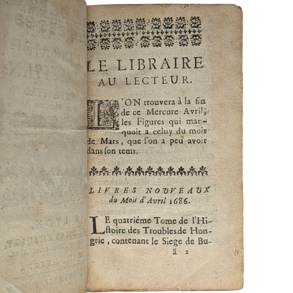 Avril 1686: Mercure Galant dédié à Monseigneur Le Dauphin: Avril 1686