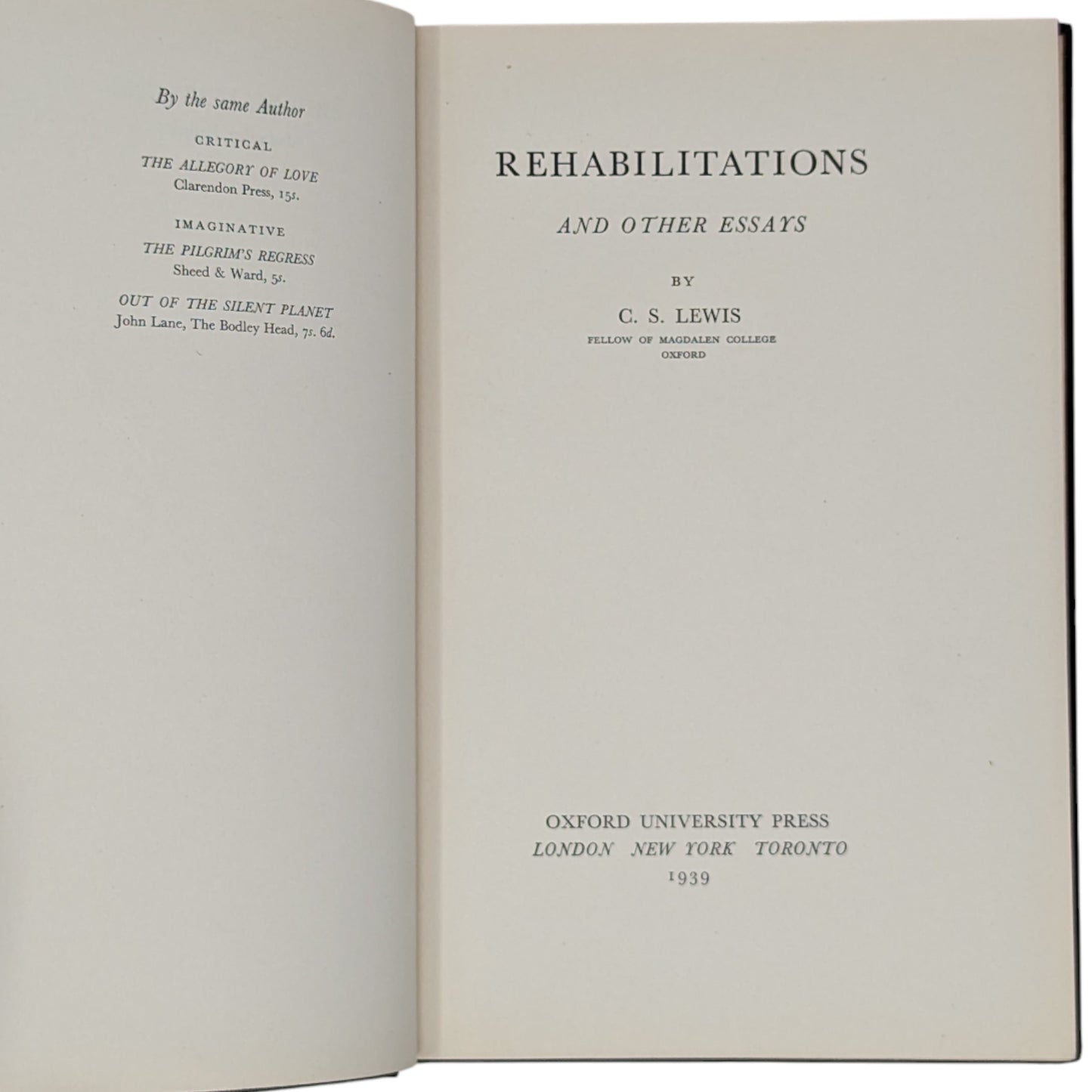 Rehabilitations and Other Essays