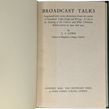 Mere Christianity Set; Broadcast Talks, Christian Behaviour, Beyond Personality