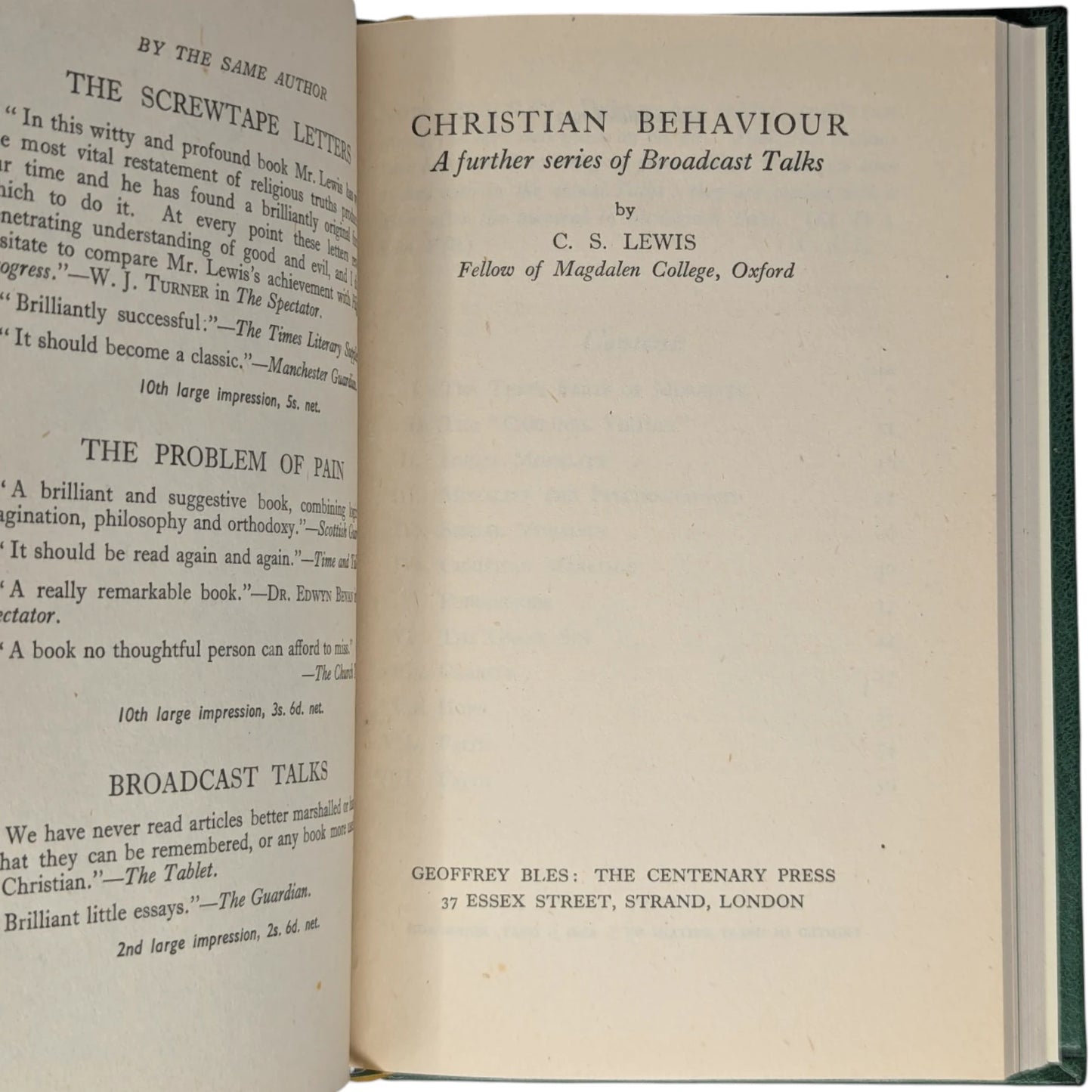 Mere Christianity Set; Broadcast Talks, Christian Behaviour, Beyond Personality