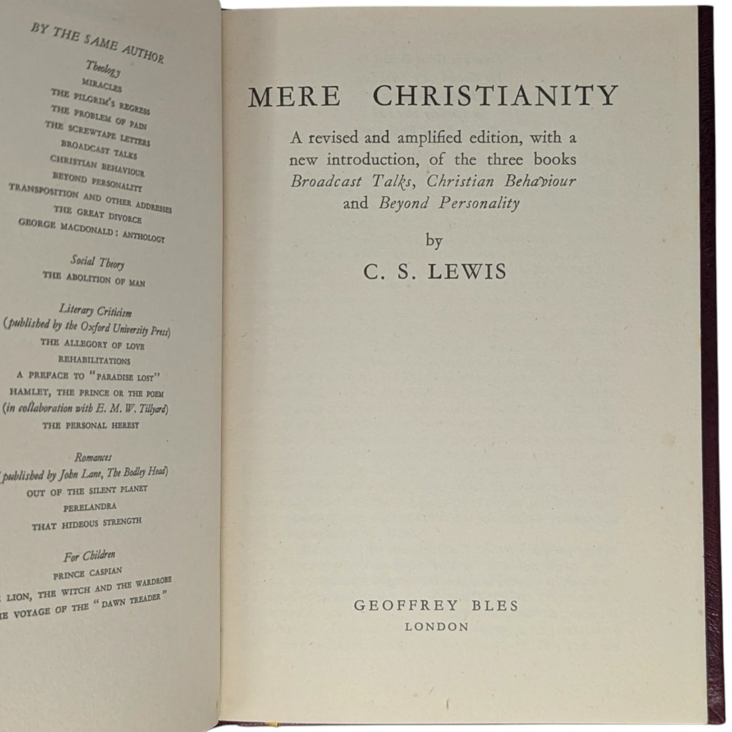 Mere Christianity [First UK Edition]
