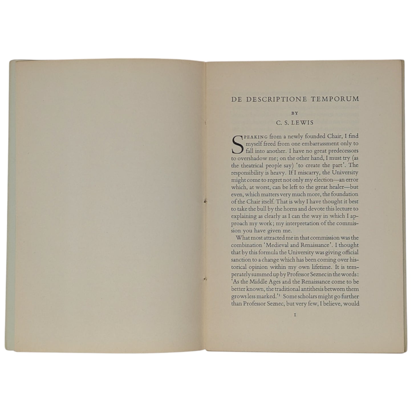De Descriptione Temporum - An Inaugural Lecture