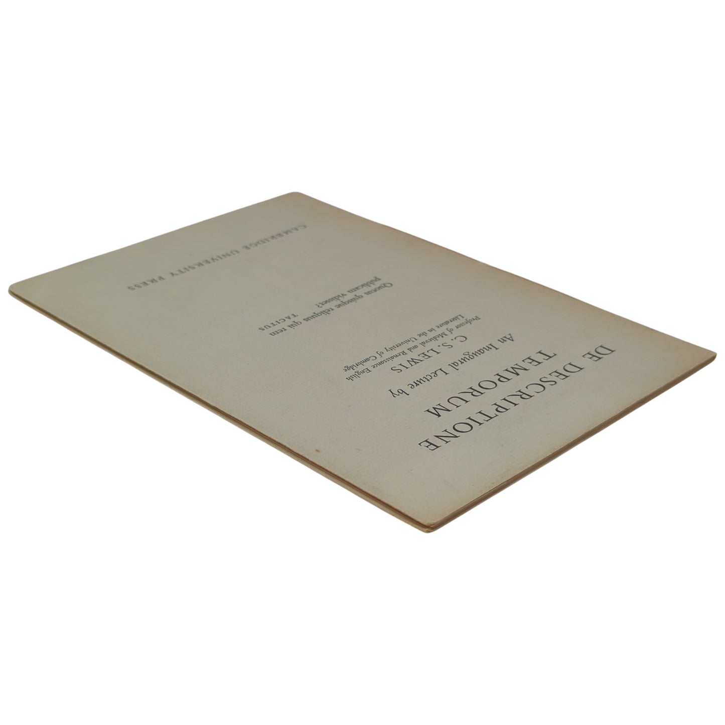 De Descriptione Temporum - An Inaugural Lecture