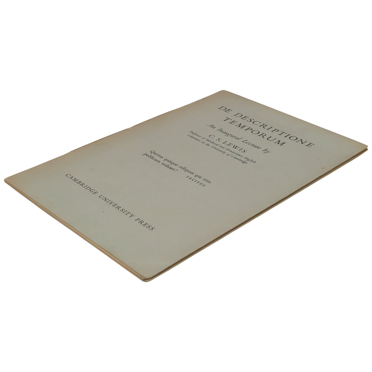 De Descriptione Temporum - An Inaugural Lecture