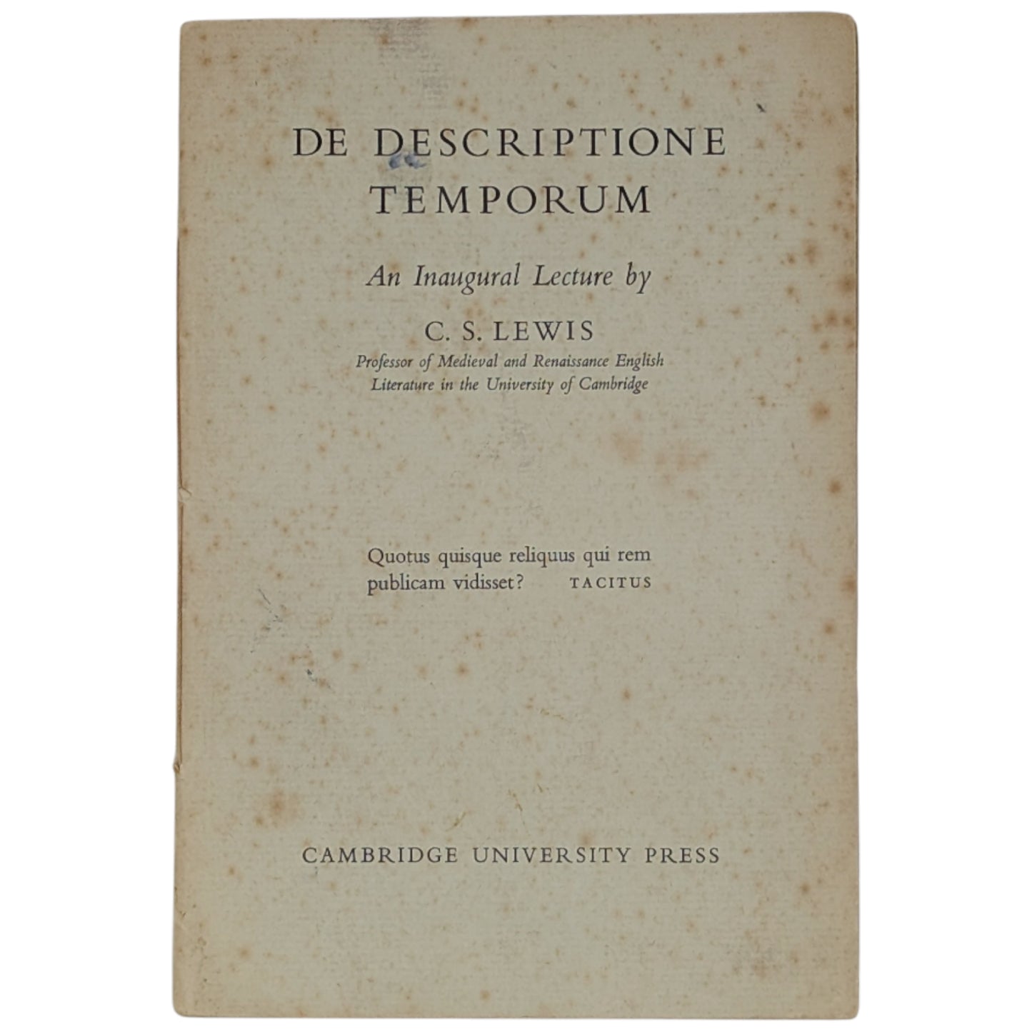 De Descriptione Temporum - An Inaugural Lecture