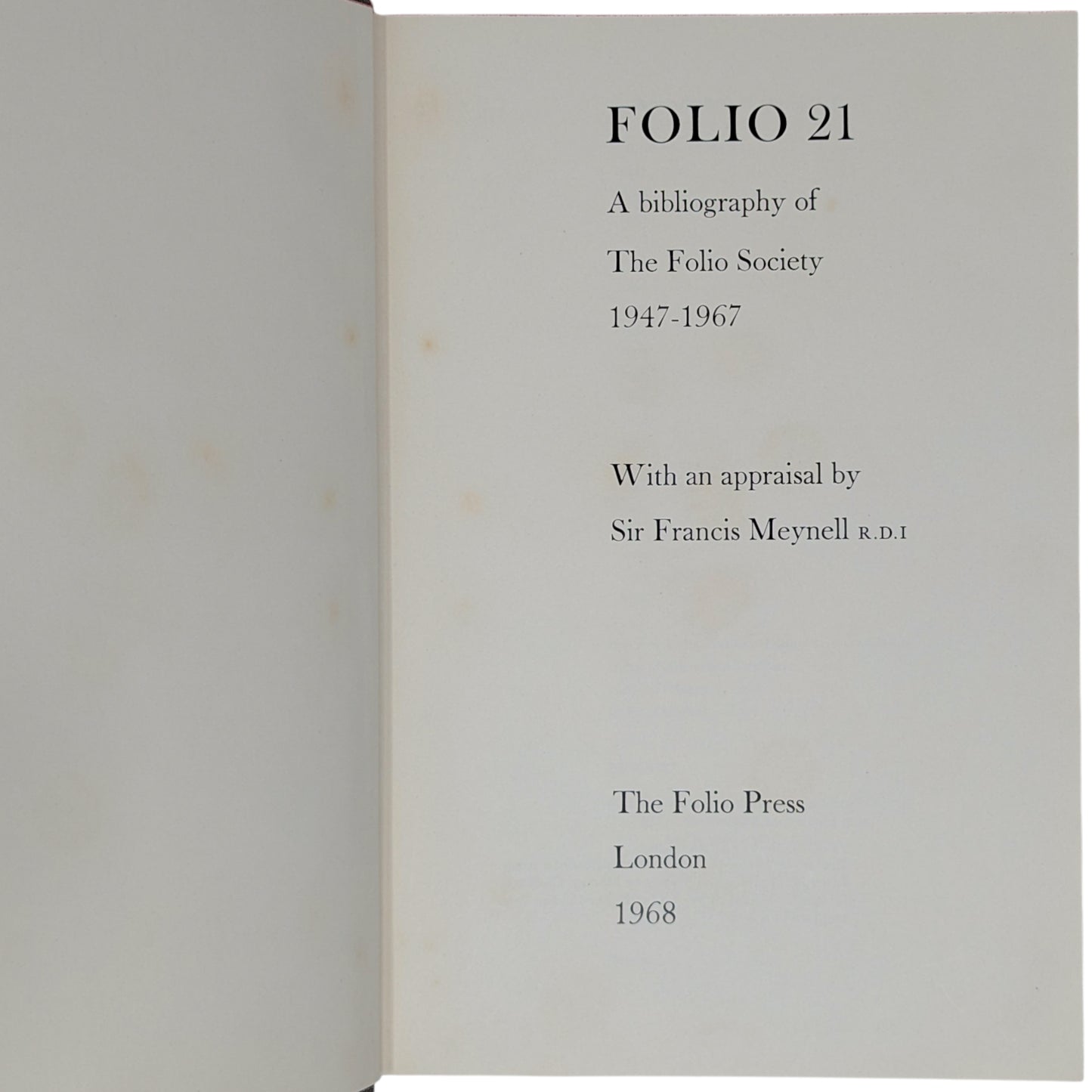 Folio 21: A Bibliography of the Folio Society 1947–1967