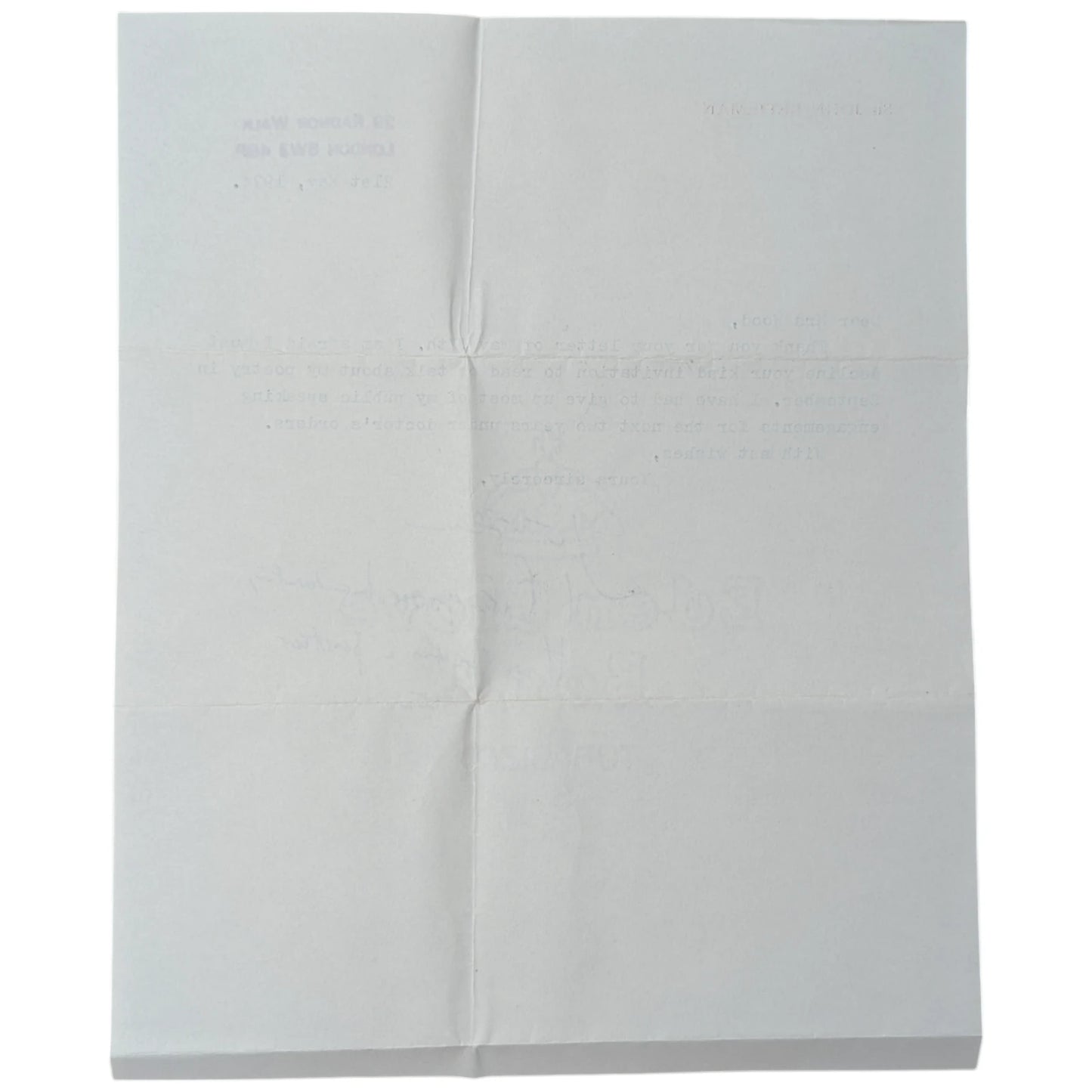 1974 Typed Letter Signed by Sir John Betjeman