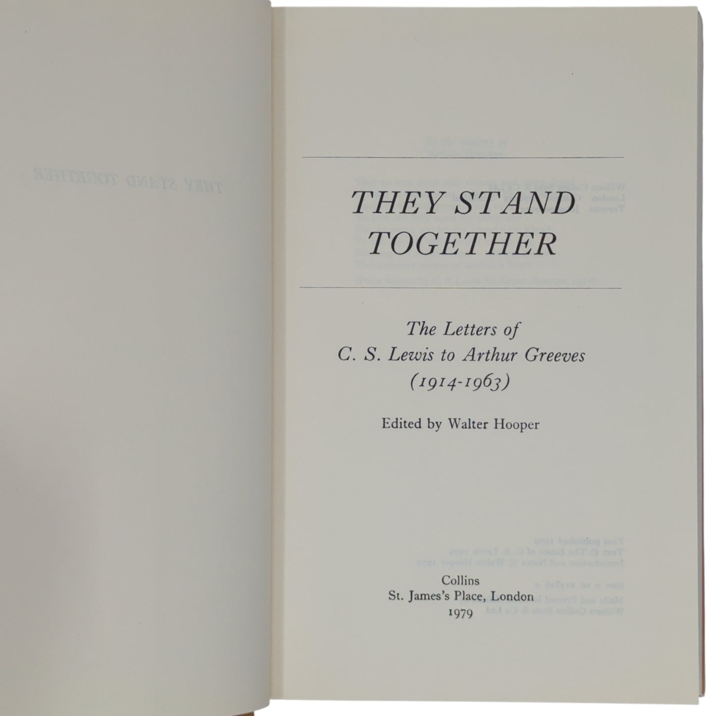 They Stand Together: The Letters of C. S. Lewis to Arthur Greeves