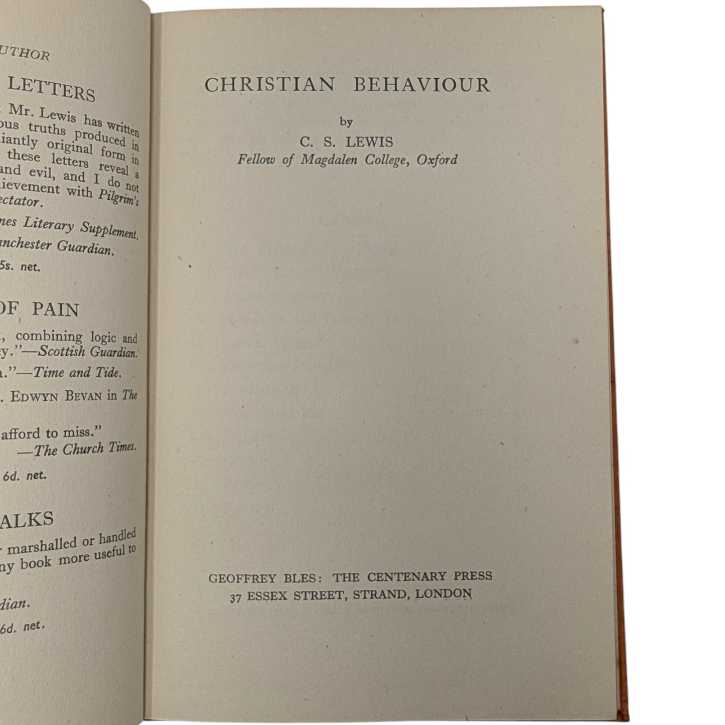 Mere Christianity Set; Broadcast Talks, Christian Behaviour, Beyond Personality