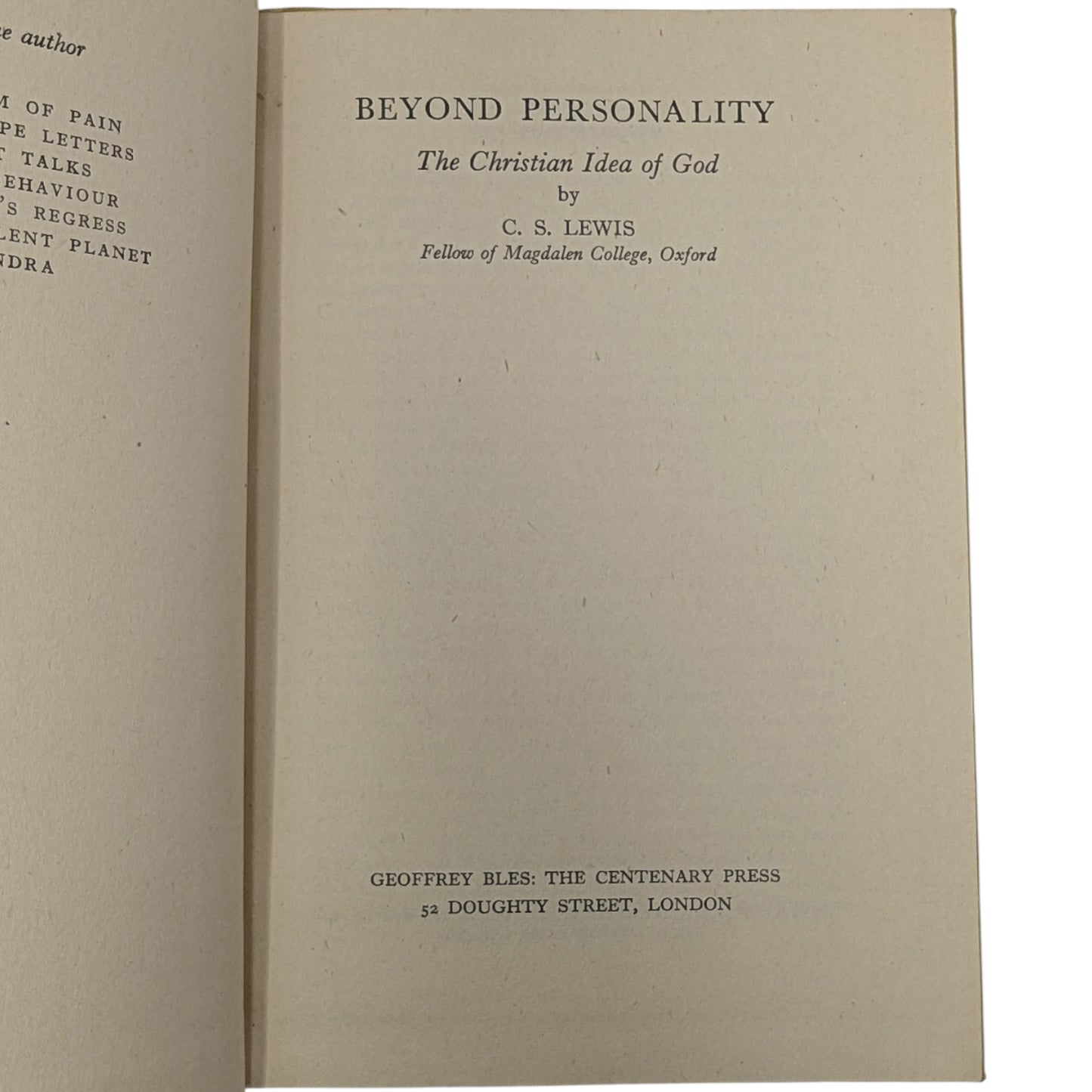 Mere Christianity Set; Broadcast Talks, Christian Behaviour, Beyond Personality