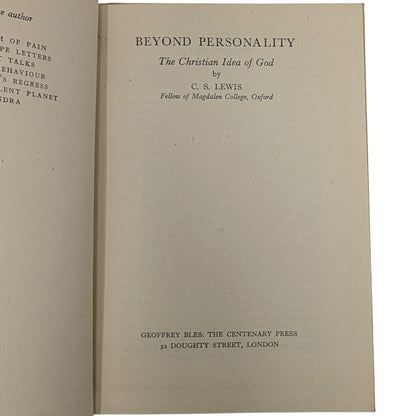 Mere Christianity Set; Broadcast Talks, Christian Behaviour, Beyond Personality