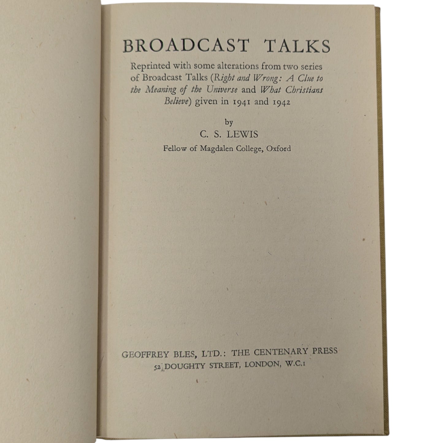 Mere Christianity Set; Broadcast Talks, Christian Behaviour, Beyond Personality