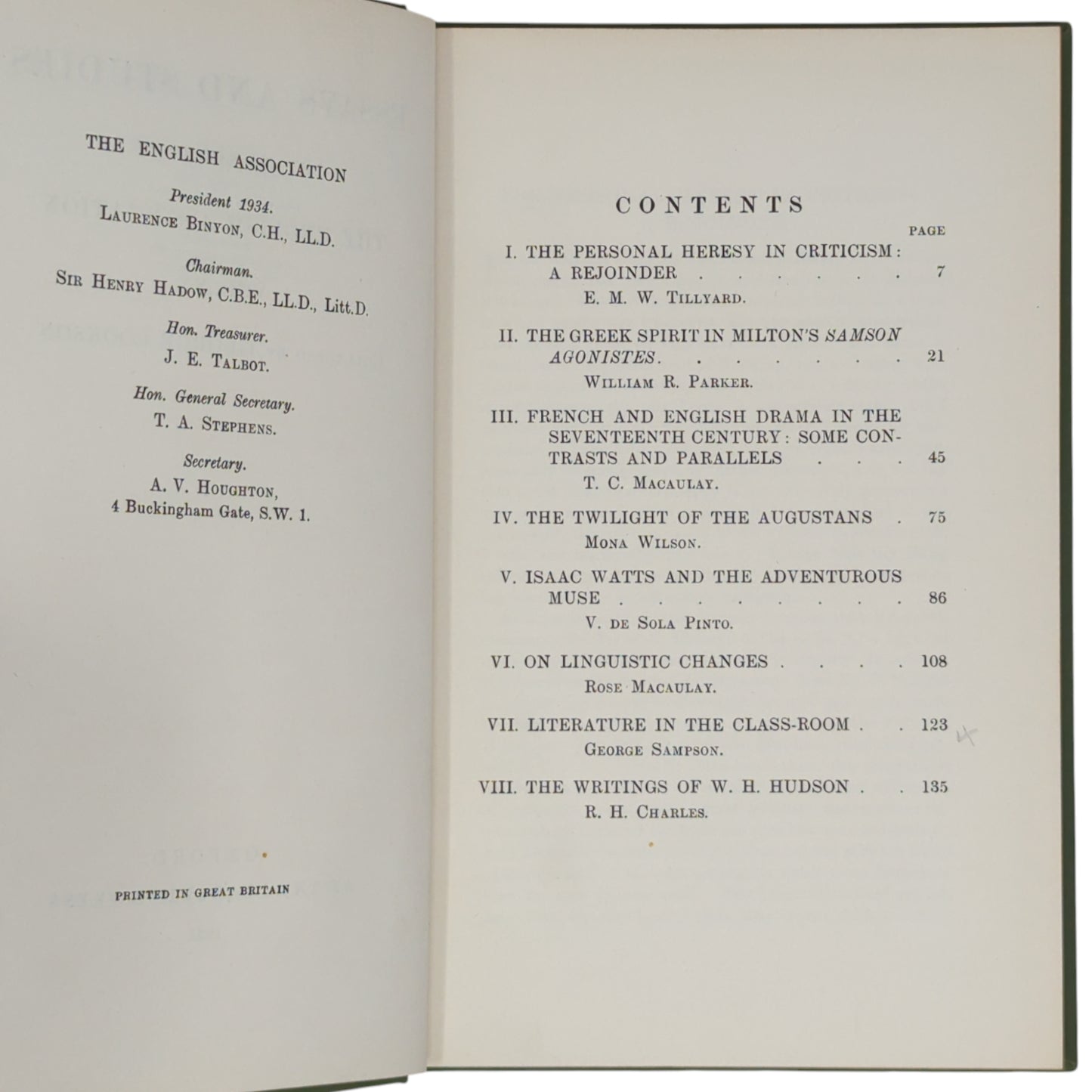 Essays and Studies [The Personal Heresy]