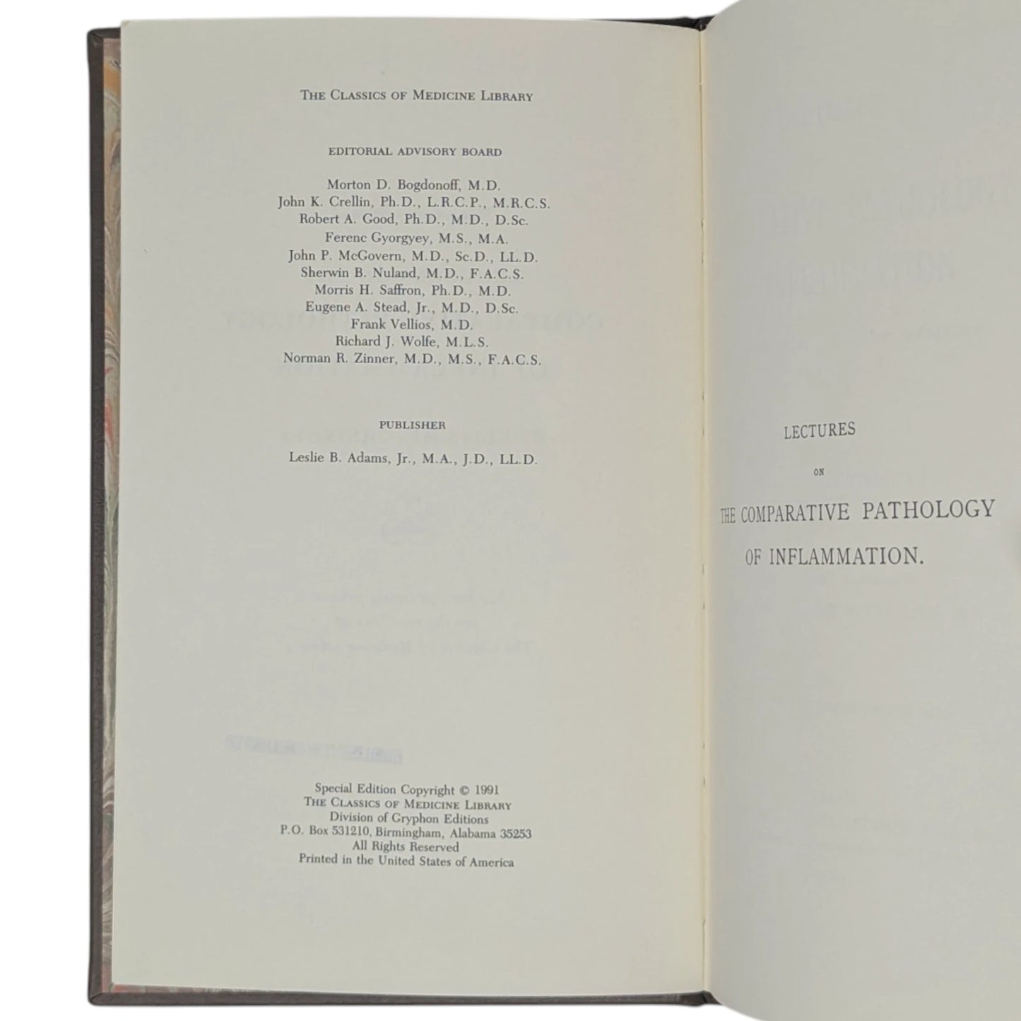 Lectures on the Comparative Pathology of Inflammation