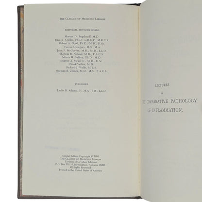 Lectures on the Comparative Pathology of Inflammation