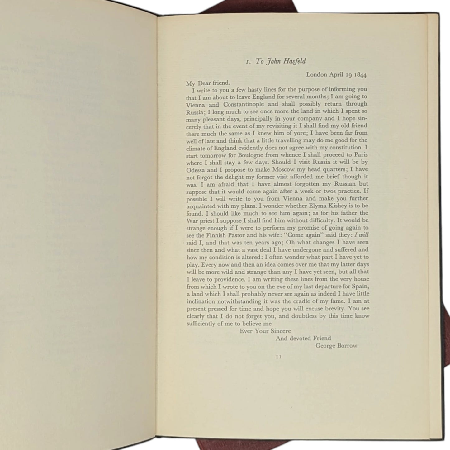 A Journey to Eastern Europe in 1844 (Thirteen Letters); Letters to John Hasfeld, 1835 - 1839