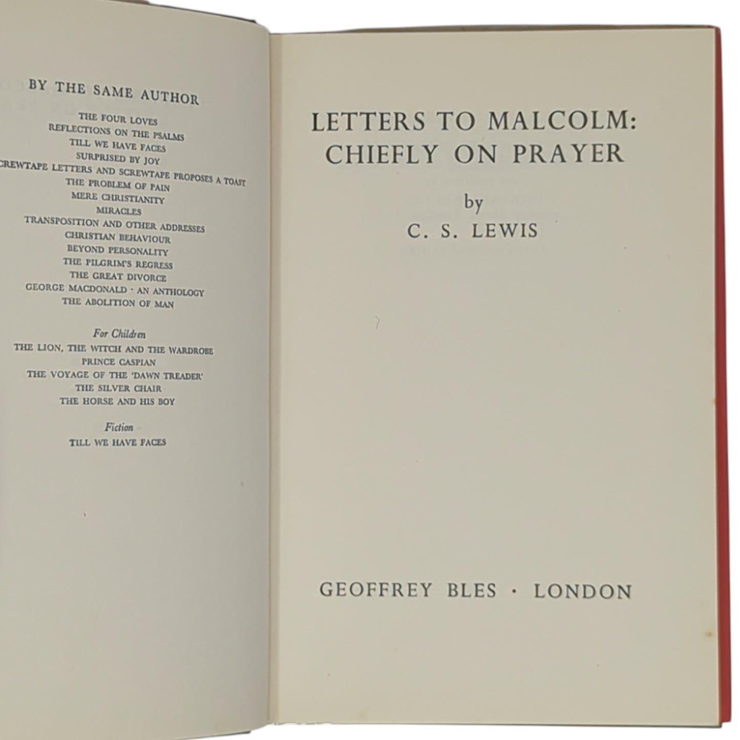 Letters to Malcolm: Chiefly on Prayer