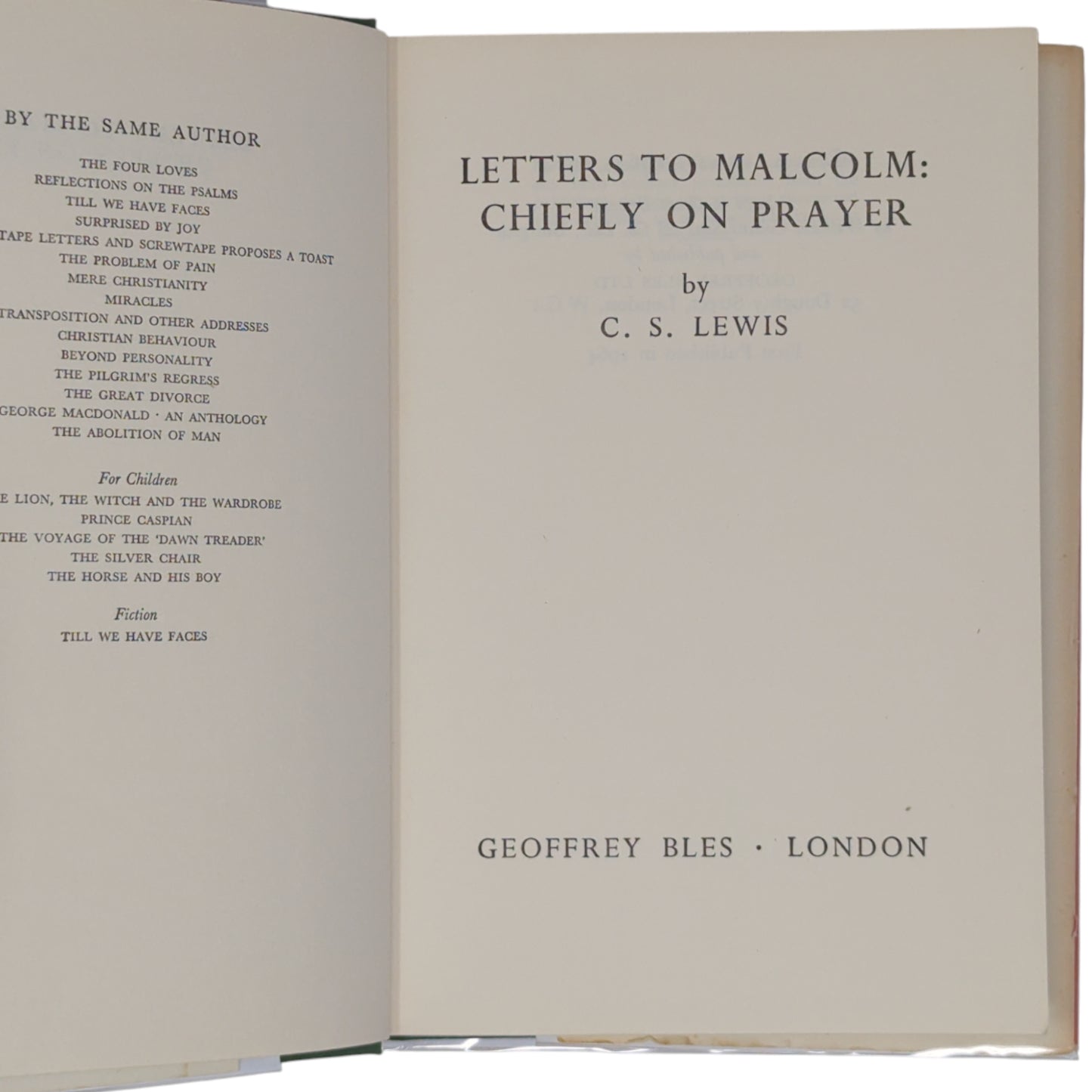 Letters to Malcolm: Chiefly on Prayer