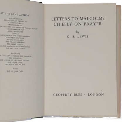 Letters to Malcolm: Chiefly on Prayer