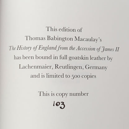 The History of England, from the Accession of James II