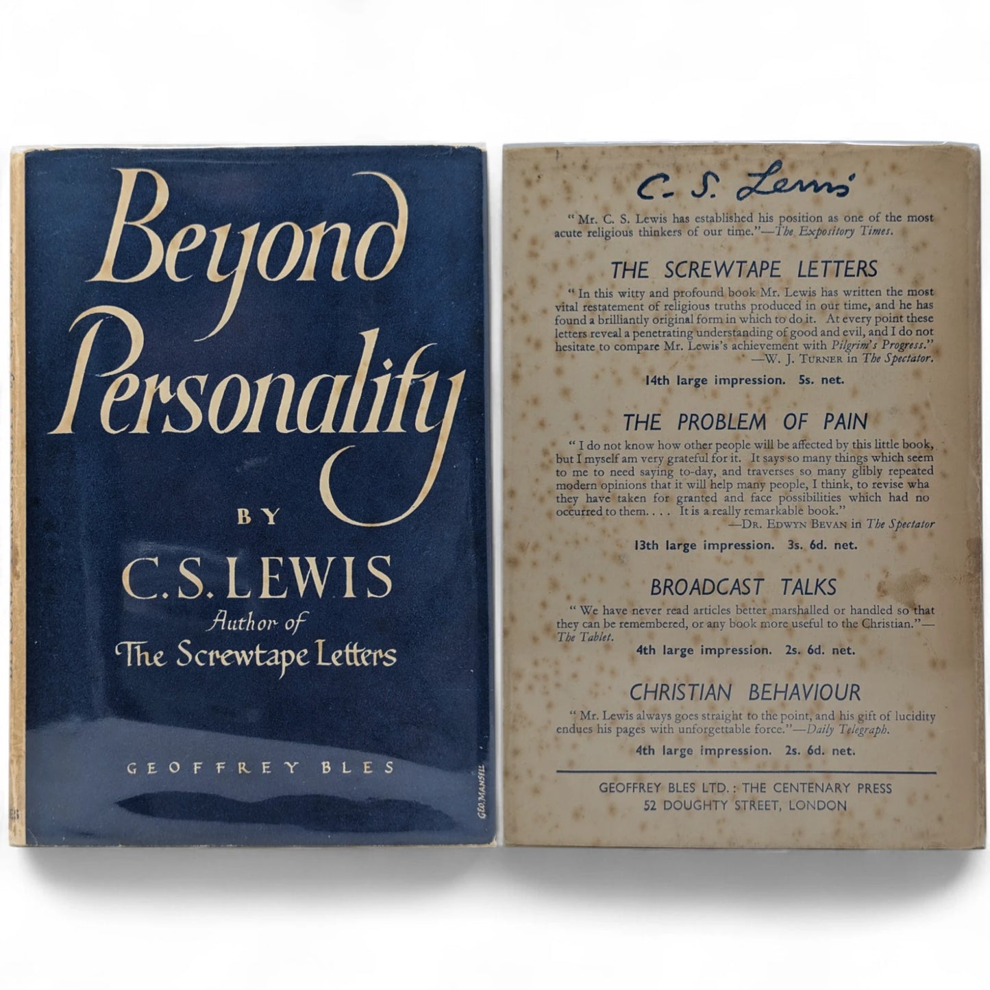 Mere Christianity Set; Broadcast Talks, Christian Behaviour, Beyond Personality
