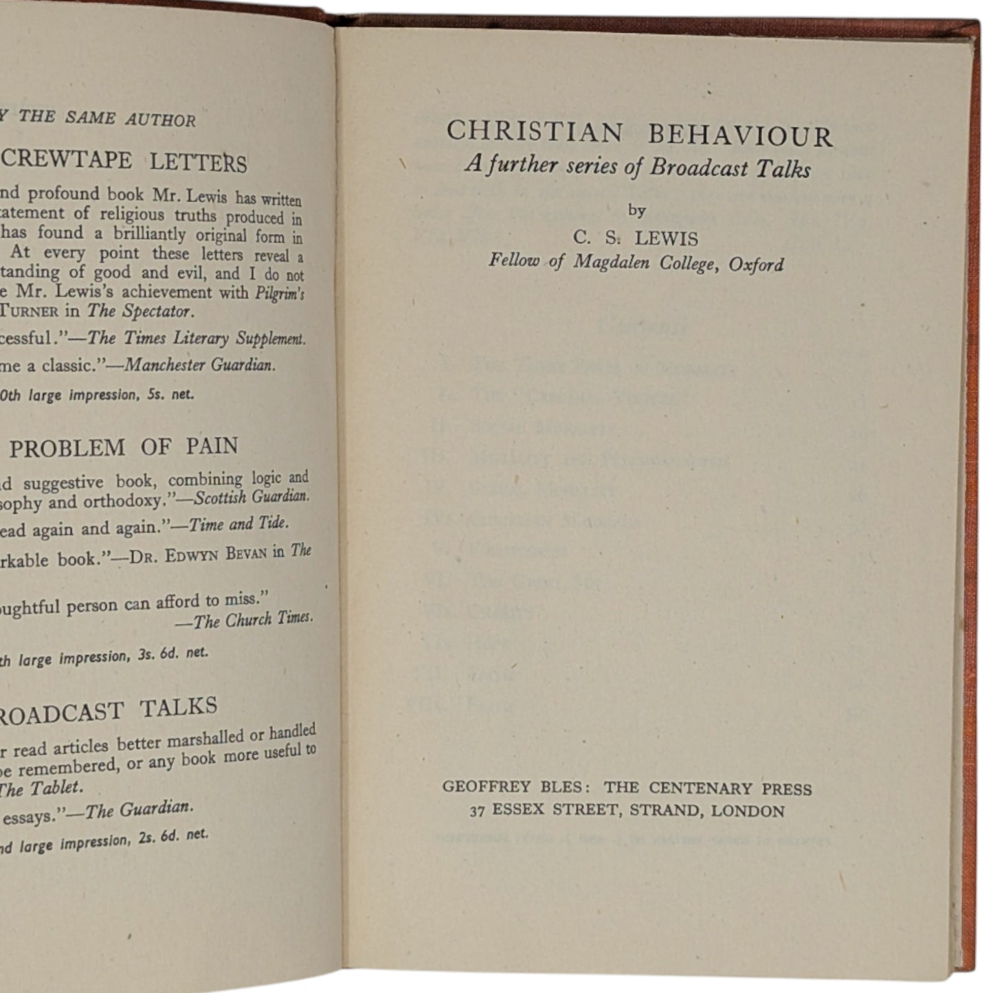 Mere Christianity Set; Broadcast Talks, Christian Behaviour, Beyond Personality