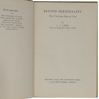 Mere Christianity Set; Broadcast Talks, Christian Behaviour, Beyond Personality