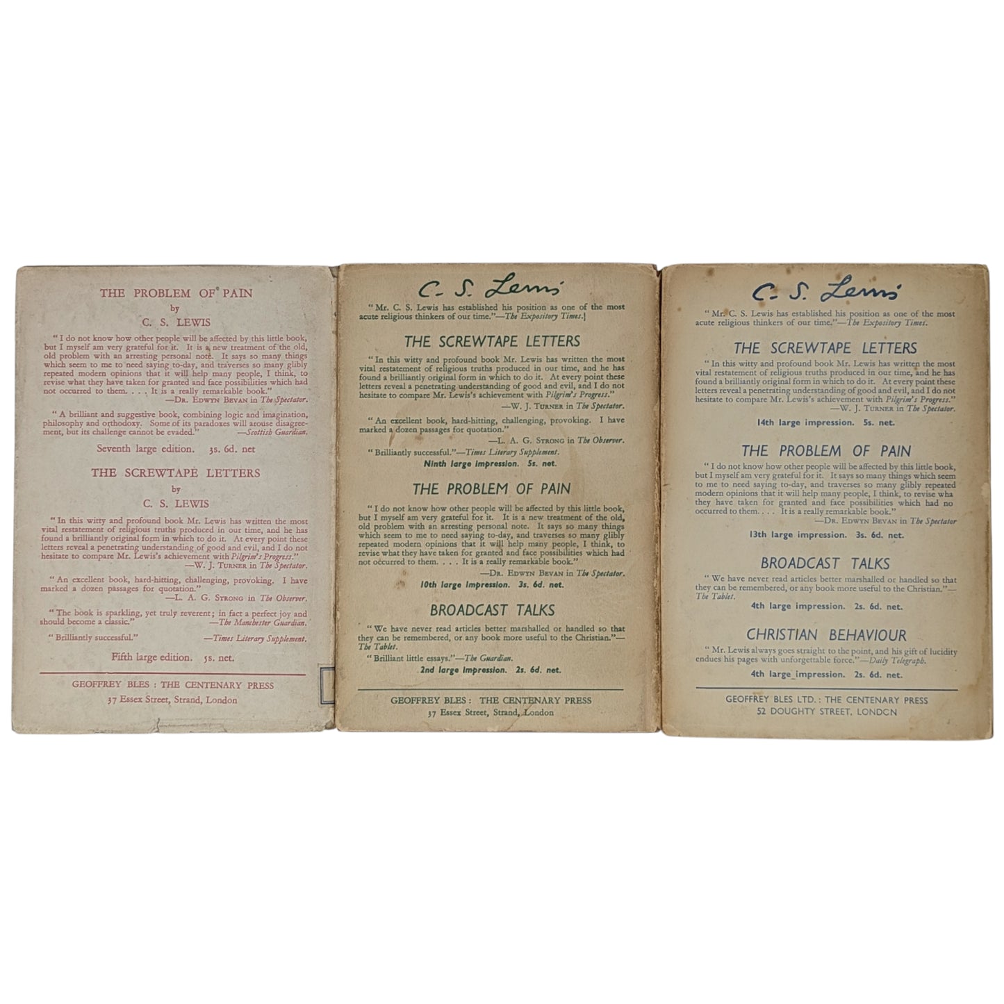 Mere Christianity Set; Broadcast Talks, Christian Behaviour, Beyond Personality