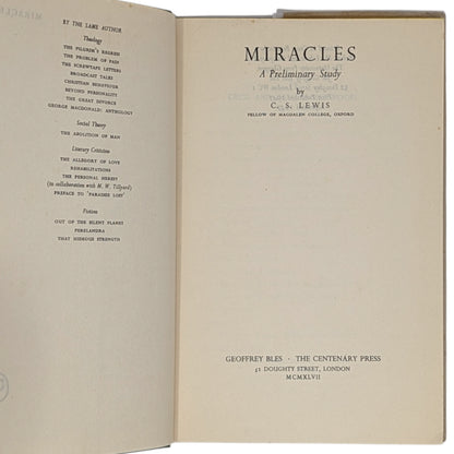 Miracles: A Preliminary Study