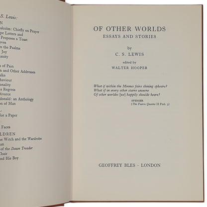 Of Other Worlds: Essays and Stories