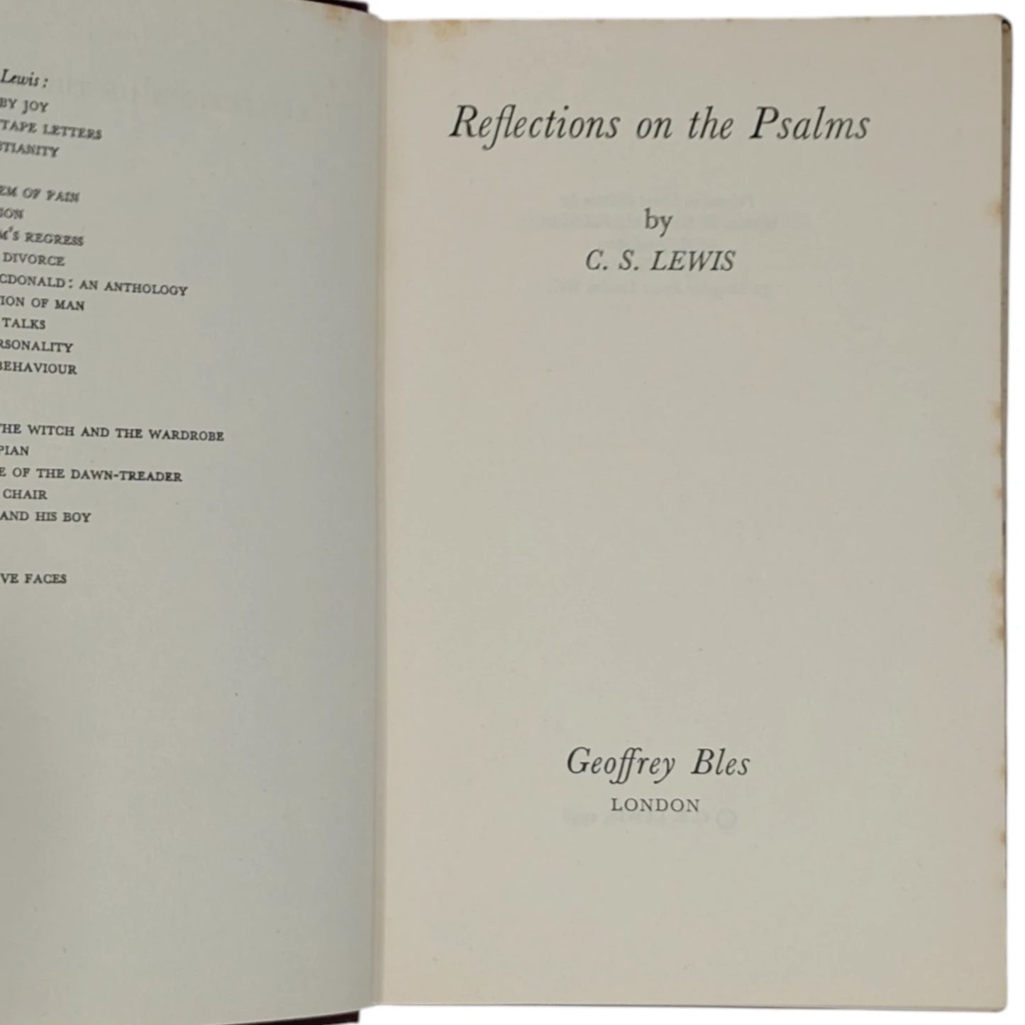 Reflections on the Psalms