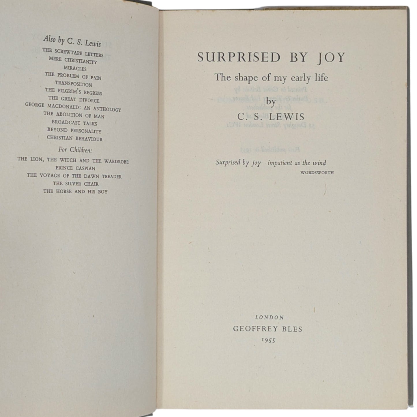 Surprised by Joy: The Shape of My Early Life