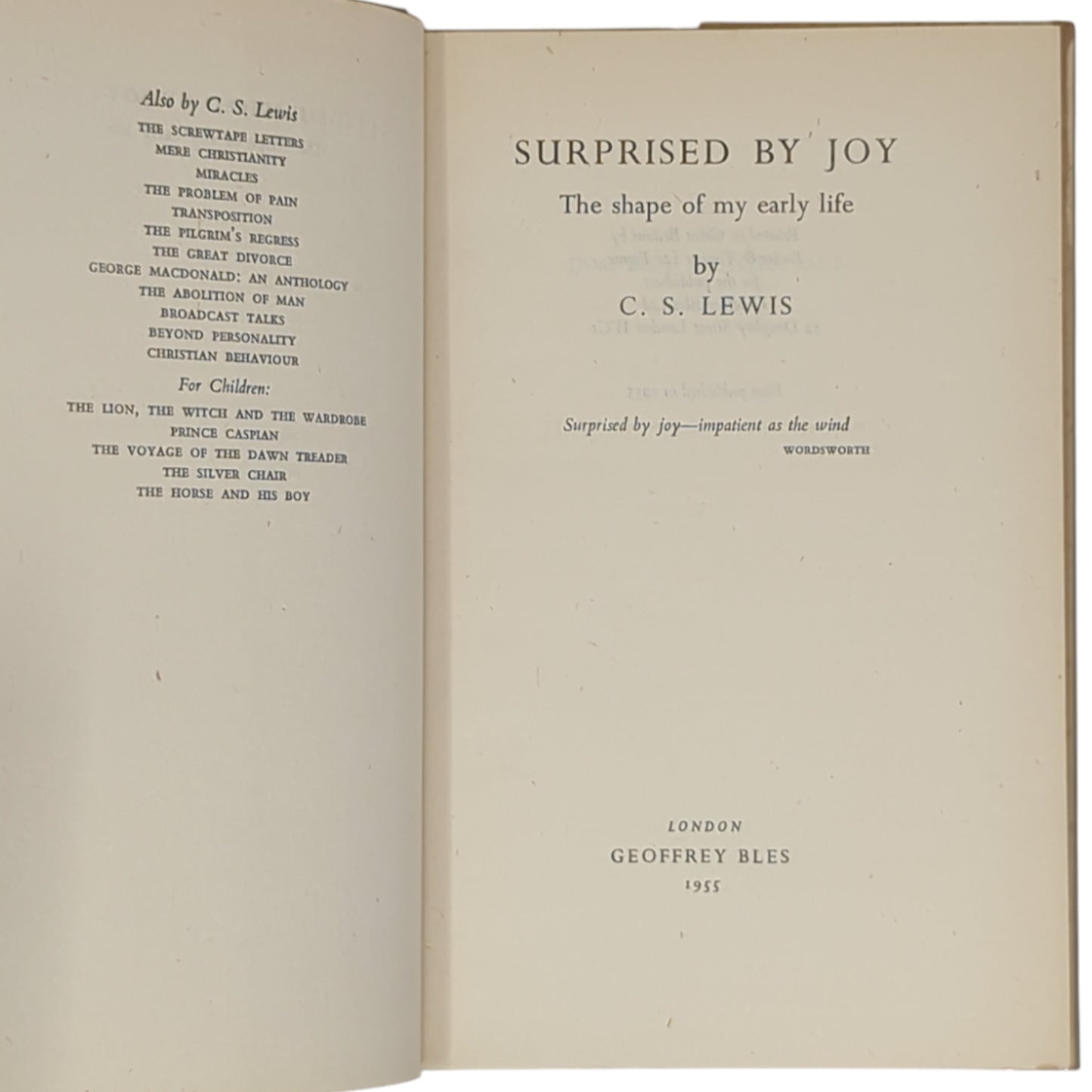 Surprised by Joy: The Shape of My Early Life