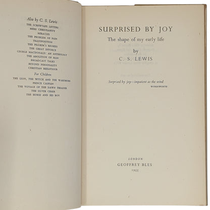 Surprised by Joy: The Shape of My Early Life