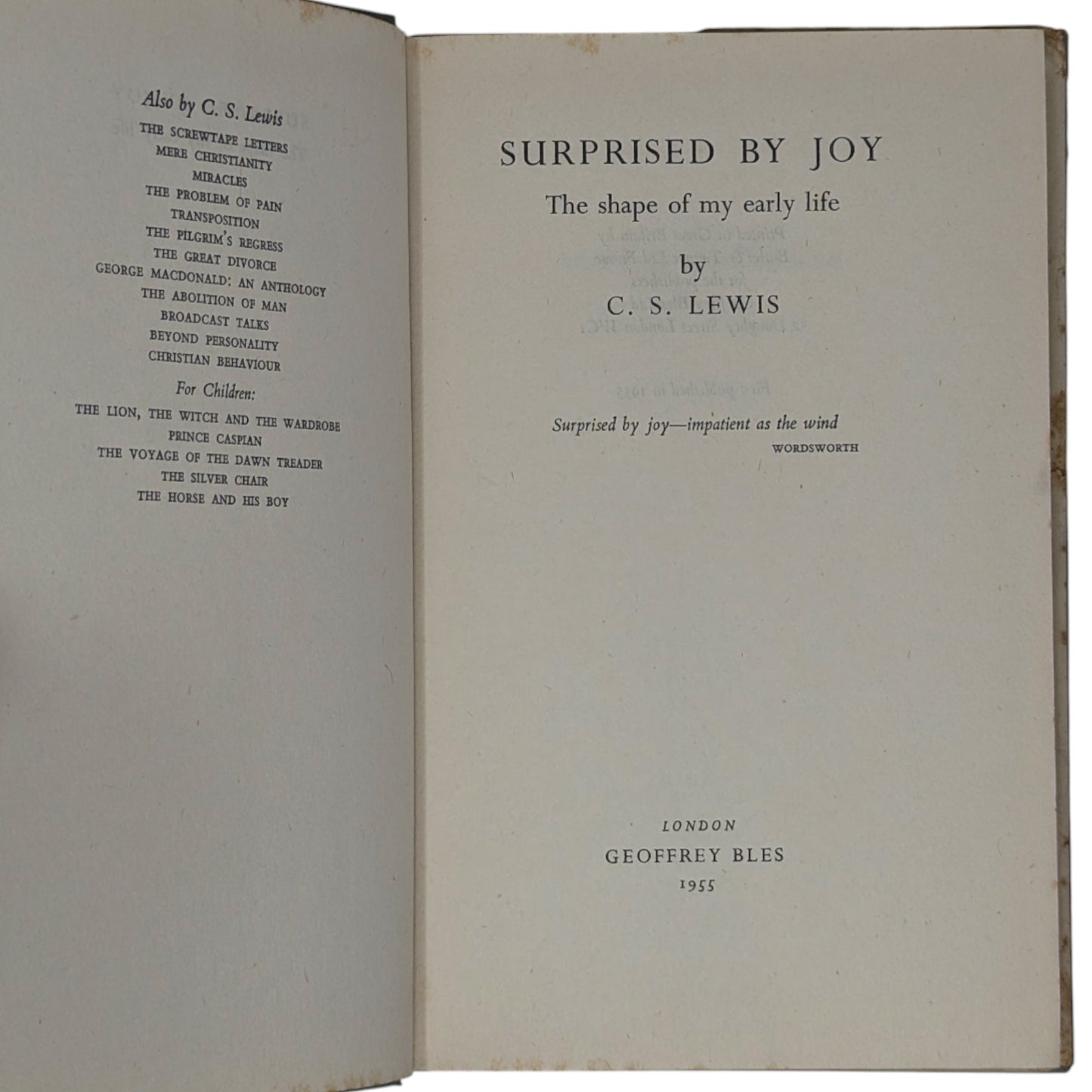 Surprised by Joy: The Shape of My Early Life