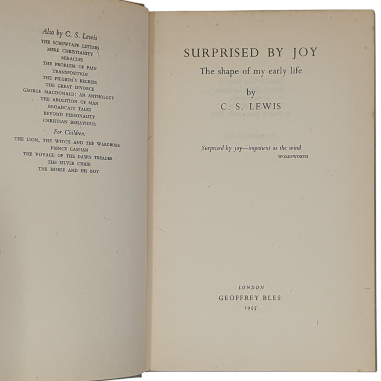 Surprised by Joy: The Shape of My Early Life