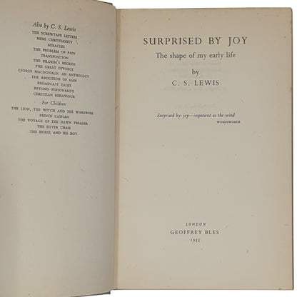 Surprised by Joy: The Shape of My Early Life