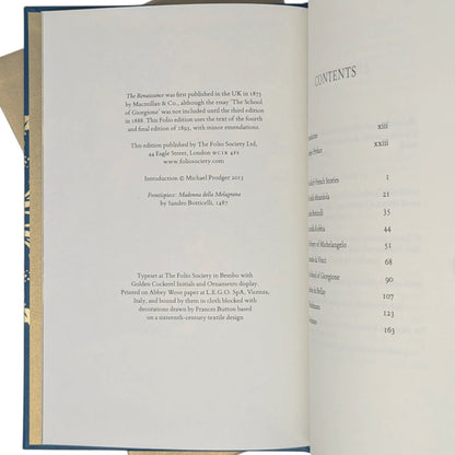 The Renaissance, Studies in Art and Poetry