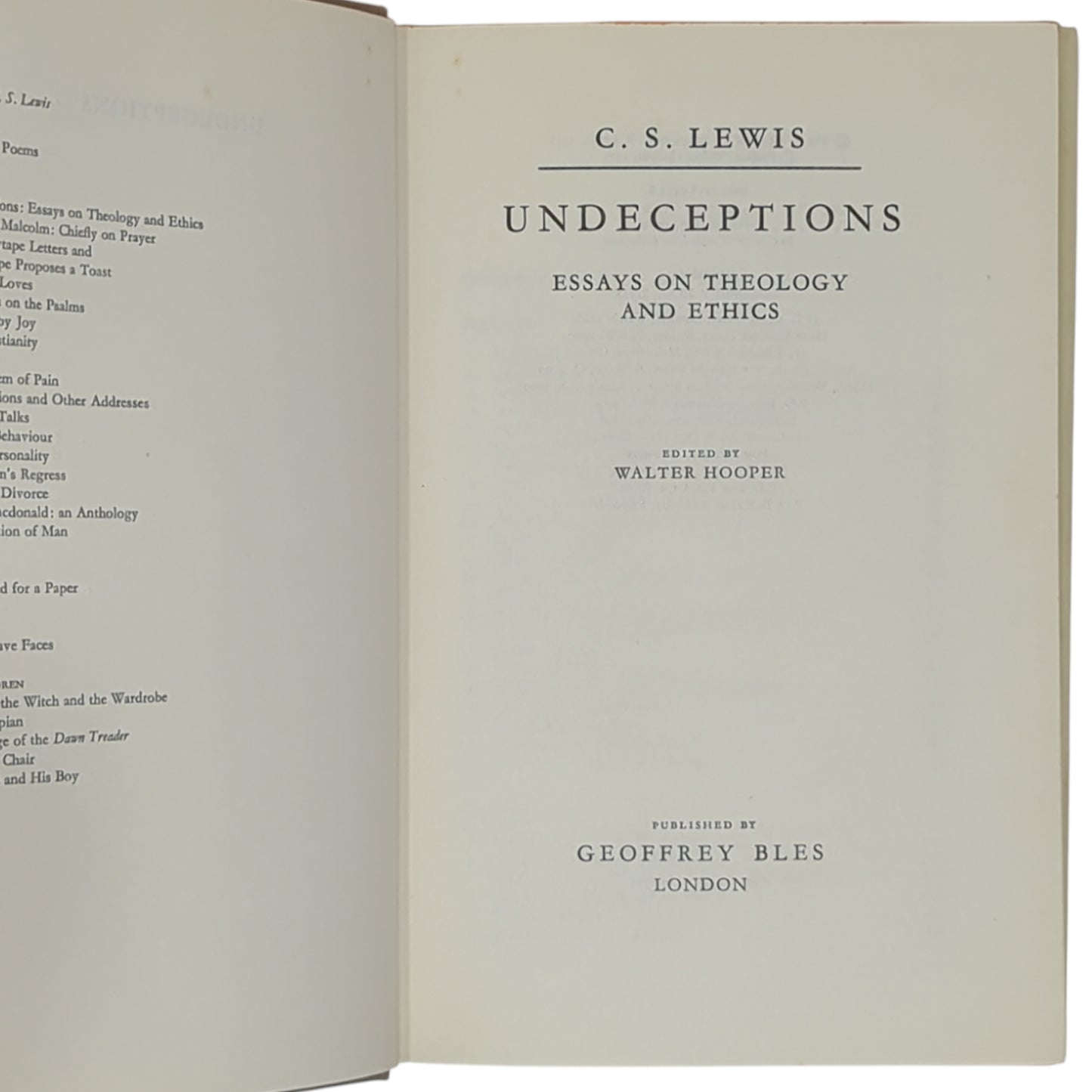 Undeceptions: Essays on Theology and Ethics